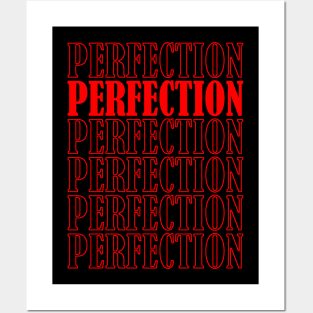 Perfection, Positive, Inspirational, Motivational, Minimalist, Typography, Repeated Text, Aesthetic Posters and Art